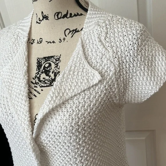 NWT Talbots Chunky Knit White Sweater Jacket Sm Petite - Picture 6 of 7